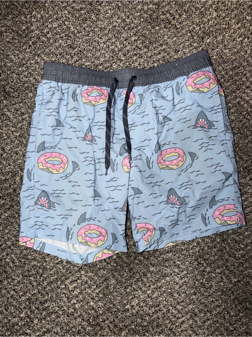 Depart West Men’s Swim Trunks Size Small Shark Donut Print Swim Shorts